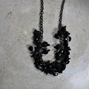 20" black beads and bling necklace